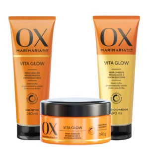 Na imagem mostra o kit da linha Ox Marimaria Hair Vita Glow 