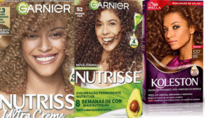 Imagem mostrando três marcas mais usadas em 2025 de Coloração para cabelos. 