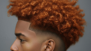 Homem com cabelos bem cortado e cacheados cor castanho