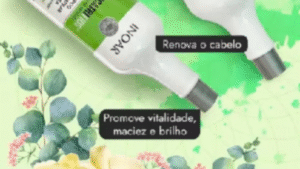 Mostra na imagem o potes de creme com uma ilustração com folhagem no tom verde